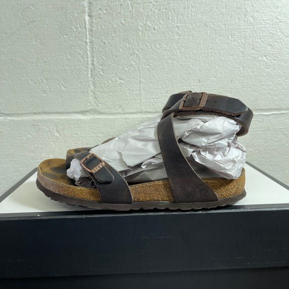 Birkenstock Yara Brown Leather Ankle Strap Sandals Brown Women's 36 EU/5 US - Picture 4 of 9
